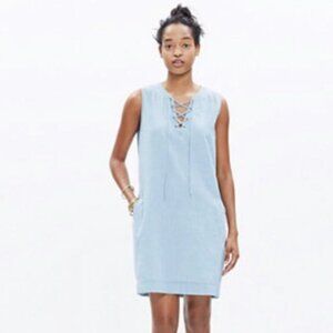 Madewell Chambray Lace-Up Sleeveless Dress Sz S